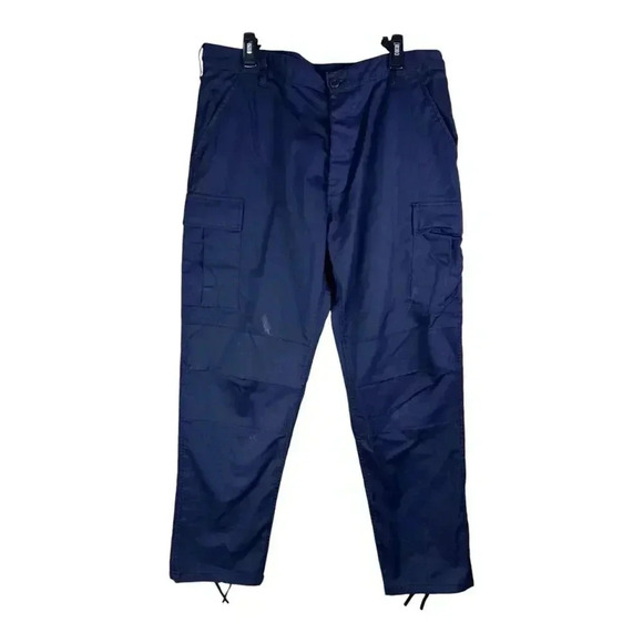 Navy BDU Pants Mens Large Regular Rothco Trouser Cargo Navy Blue Adjustable - Picture 1 of 16